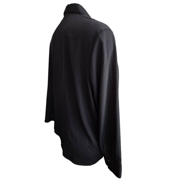 Maggie Barnes Womens Black Button-Up Blouse Pin Tuck Front Plus Size 30W JJ4041 - Picture 4 of 6